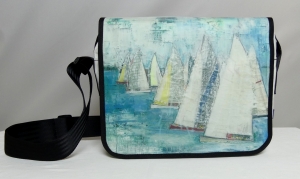 Schultertasche mit Yachtgemälde der Marinemalerin Heinke Böhnert