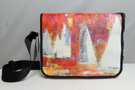 Schultertasche mit Yachtgemälde der Marinemalerin Heinke Böhnert