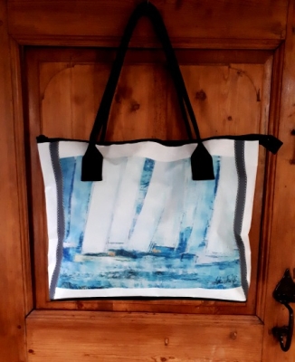 Shoppingbag_Yacht painting_Voiles Pastelles_blue 2