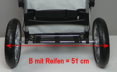 Width of trolley rack with wheels