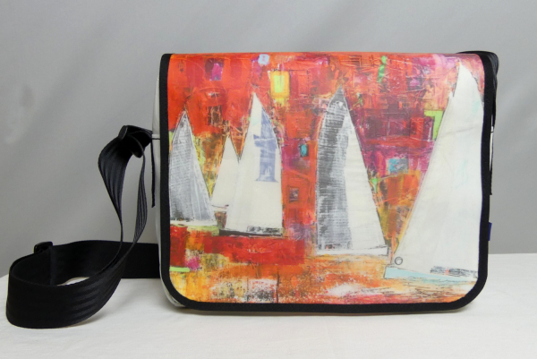 Schultertasche mit Yachtgemälde der Marinemalerin Heinke Böhnert